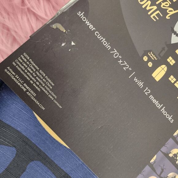 Home Sweet Hounted Home Shower Cutain with 12 Metal Hooks - Picture 6 of 6